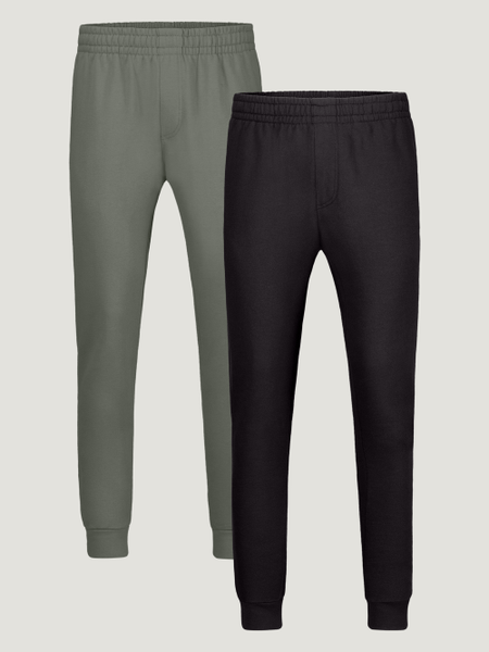 Black + Mercury Green Fleece Sweatpants Foundation 2-Pack | Fresh Clean Threads 